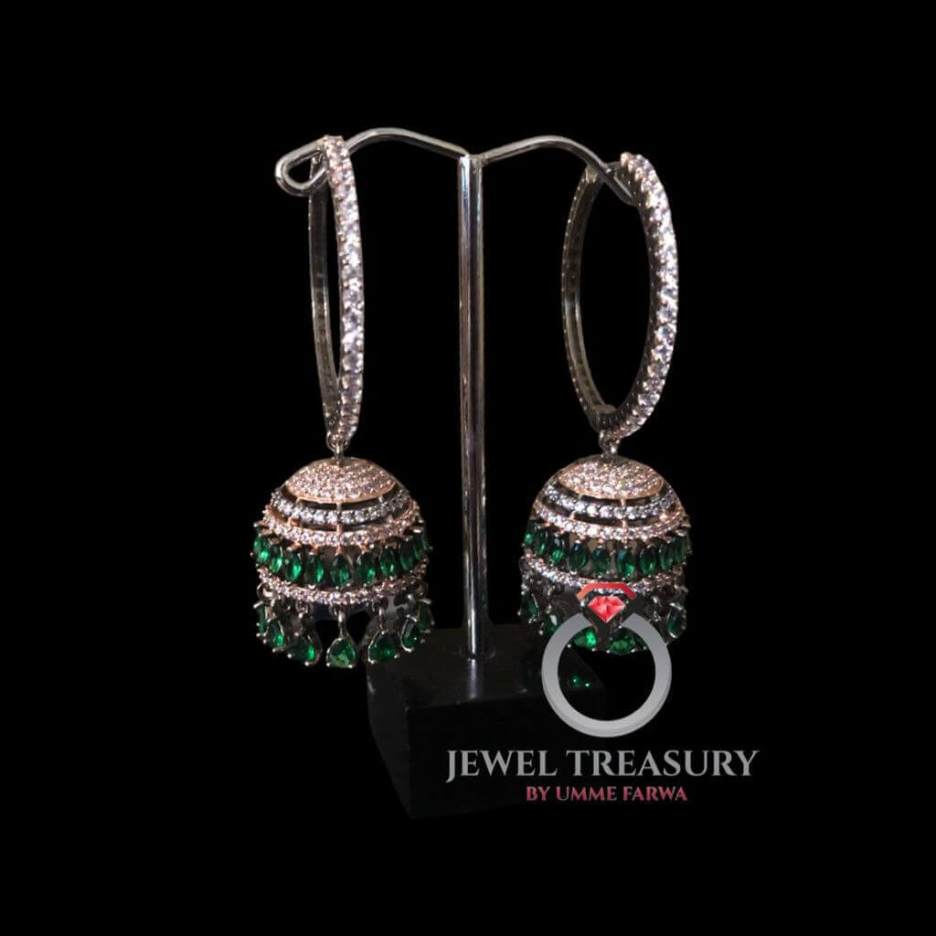 Black Handpainted American Diamond Earrings – Abdesignsjewellery
